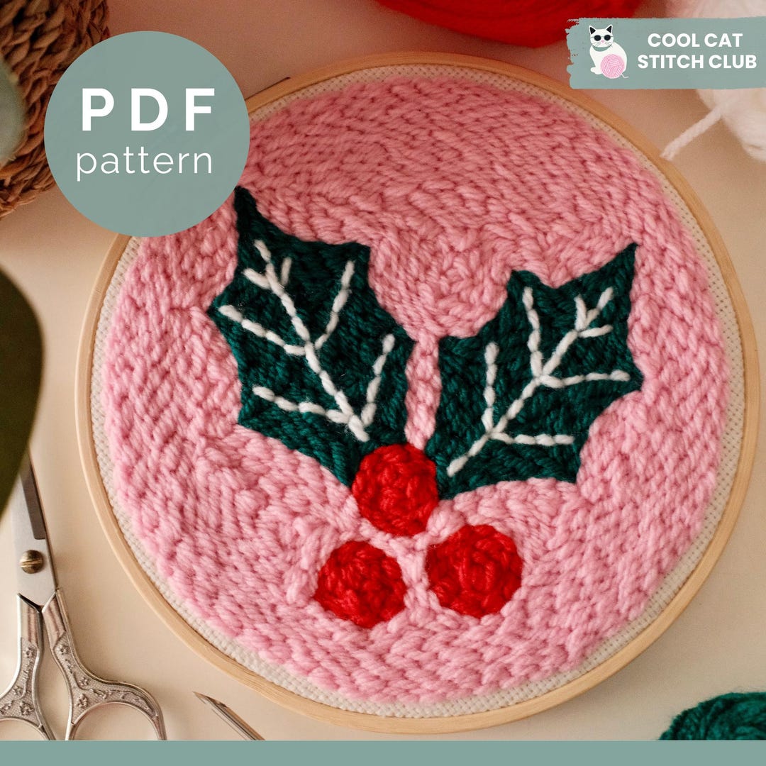 Christmas Holly Punch Needle Pattern – Modern Holiday Craft (PDF ...