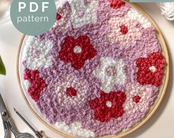 Patrón PDF de Aguja Perforadora Daisy Dreams: Diseño Floral, Bordado Moderno, Descarga Digital