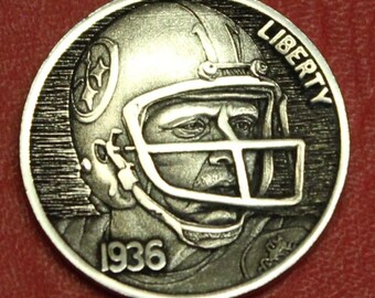 HOBO Buffalo Nickel Football Player Made from a Real US Buffalo Nickel