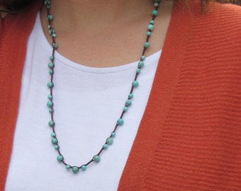 Pattern Turquoise on Chocolate Long Wrap #0050