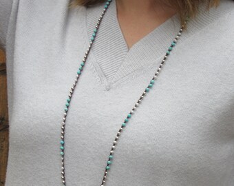 Turquoise, Pearl and Silver Pewter on Chocolate Wrap #0049