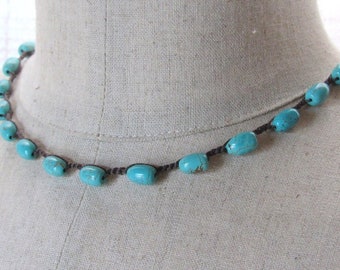 Barrel Turquoise Choker on Chocolate