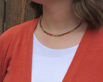 Yellow, Pyrite, and Orange on Sepia Choker #0067