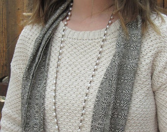 6mm Rice Pearl on Sepia Long Wrap #0028S