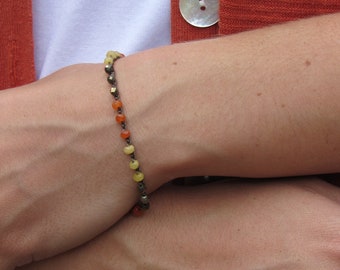 Yellow, Pyrite and Orange on Sepia Bracelet #0067