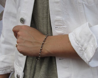 Silver Shade Crystal and Silver Pewter Bracelet on Sepia #0031