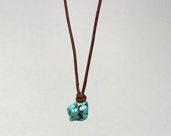 Turquoise Nugget Leather necklace