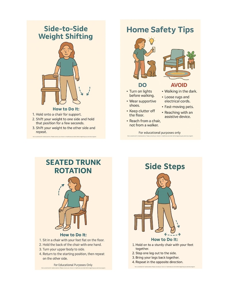 Balance & Fall Prevention Exercises | Printable Movement Guide | 8-page ...