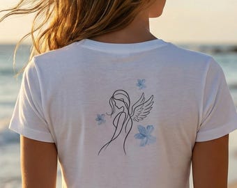 Angel Girl Baby Tee | Bloom Back Design, Slim Fit Cotton