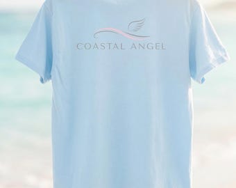 Coastal Angel T-Shirt | Minimalist Spiritual Beach Tee (Front Back Print)