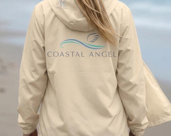 Coastal Angel Windbreaker Jacket | Sunset Papaya Lightweight Zip Up Apparel