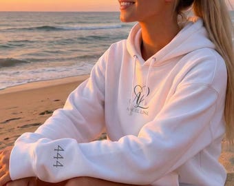444 Angel Number Hoodie, Oversized Cotton-Blend Sweatshirt