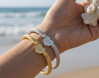 11:11 Angel Number Heart Cuff Bracelet | Stainless Steel Bangle