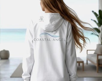 Coastal Angel Windbreaker Jacket | White Lightweight Zip Up Beach Apparel