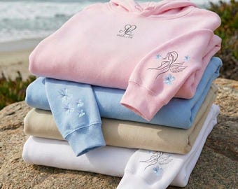 Angel Girl Bloom Hoodie – Coastal Minimalist Sleeve Print Sweatshirt