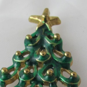 Holiday Christmas Tree with Enamel on a Vintage Brooch pin image 4