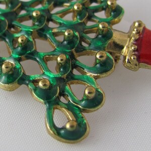 Holiday Christmas Tree with Enamel on a Vintage Brooch pin image 3