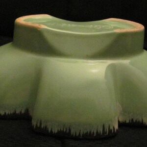USA Mint Green Decorative Pottery number 602 Gold and White drip rim NICE leaf shape image 5