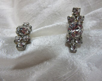 Vintage Clear Rhinestone Clip Earrings