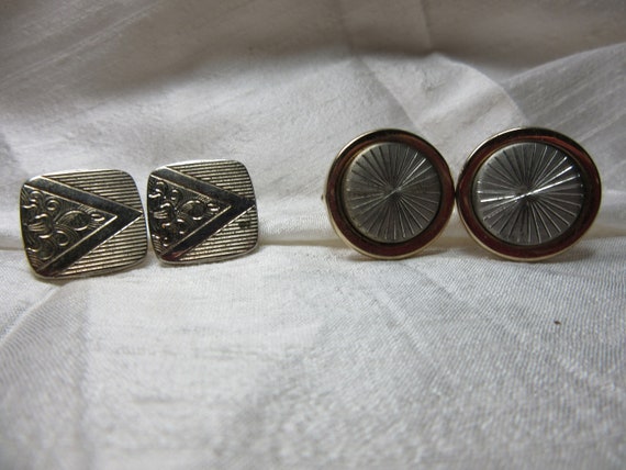 Vintage Two Sets of Goldtone Cufflinks Signed Swa… - image 1