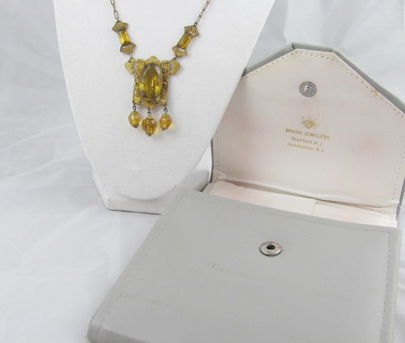 Vintage Necklace Art Deco 1920s Citrine Amber Yel… - image 4