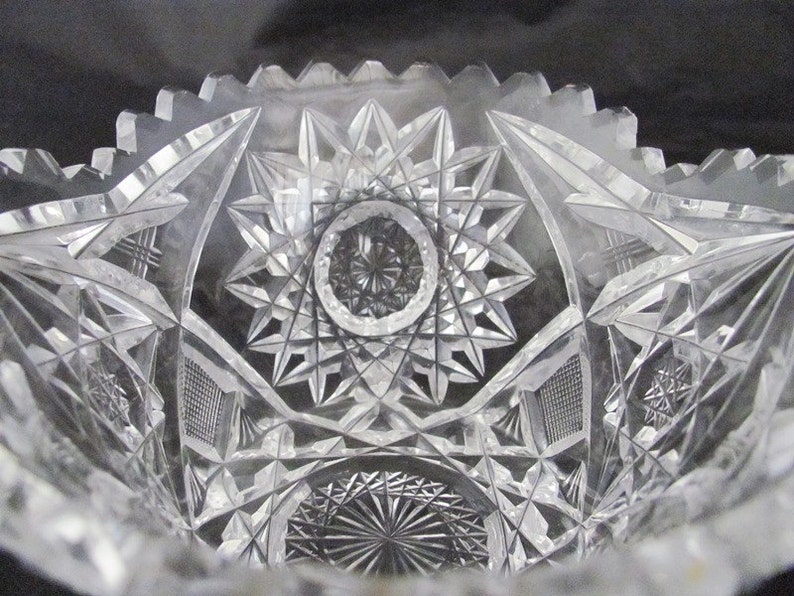 SALE Cut Glass Vintage Crystal Bowl Starburst Pattern Holiday Etsy