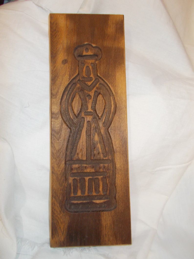 Springerle or Speculaas Wood Cookie Board of a Woman Rough Outline Primitive Kitchen image 1