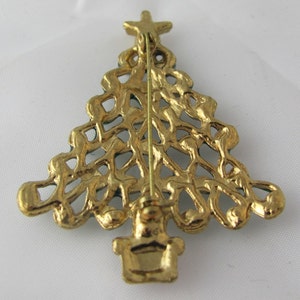 Holiday Christmas Tree with Enamel on a Vintage Brooch pin image 2