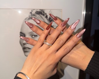 Elegant Brown Cat Eye Press on Nail Set
