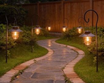 Solar Garden Path Lights, Hanging Outdoor Lantern Lights for Walkways & Pathways
