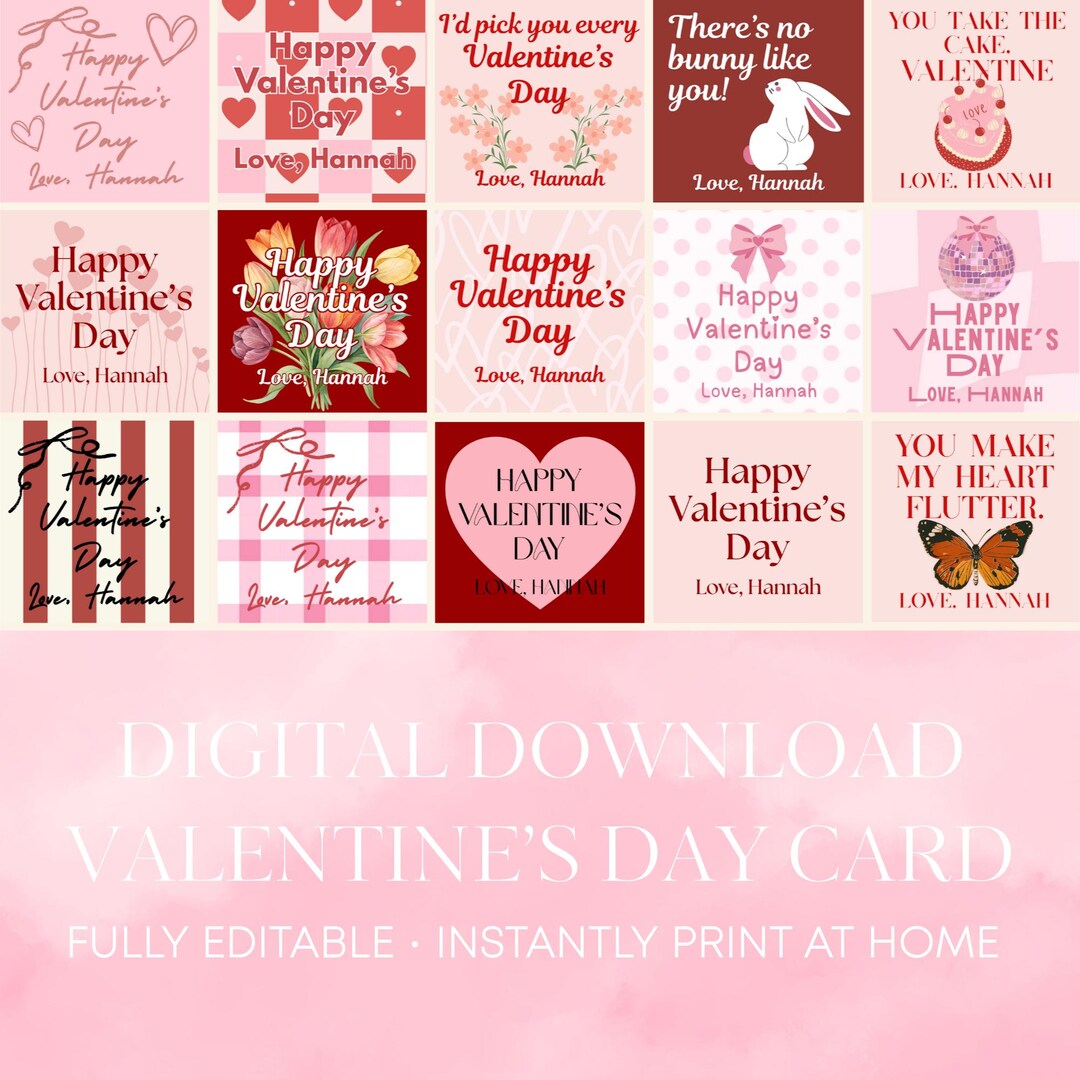 Printable Valentine's Day Cards (instant Download) - Etsy