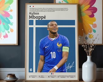 Kylian Mbappe 2026 France World Cup Poster Digital Download Soccer Art Football Gift