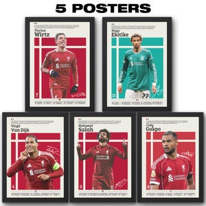 Liverpool Poster Bundle: 5 Player Digital Print Salah Wirtz Van Dijk Ekitike Gakpo Gift
