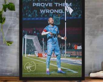 Neymar Junior 2026 Brazil Wall Art: Santos FC Soccer Poster Art Print Sports Decor