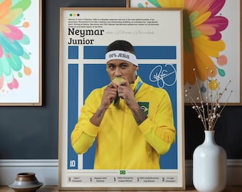 Neymar Jr Poster Digital Download Brazil Football Wall Art Soccer Fan Decor