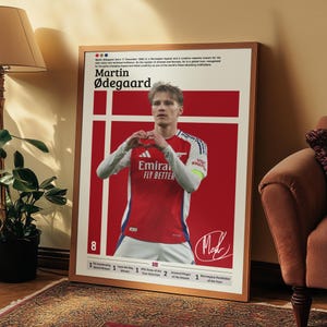 Martin Odegaard Poster: Arsenal Wall Art Norway 2026 World Cup Football Soccer Print Gift