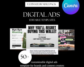 50+ Canva Ad Templates | Editable Digital Ads for Social Media & Small Businesses | Instagram and Facebook Marketing