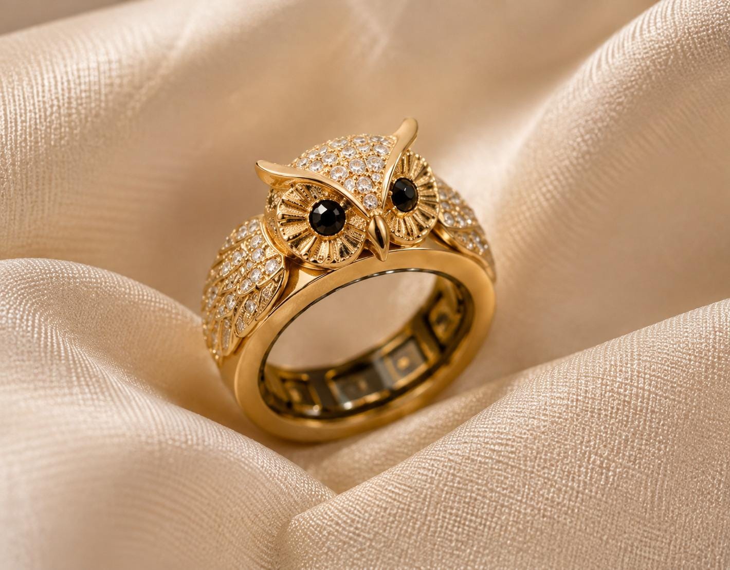 Owl-Inspired Moissanite Smart Ring Jacket, 925 Sterling Silver Oura Ring Cover, Gen 4 and 5, Ultrahu