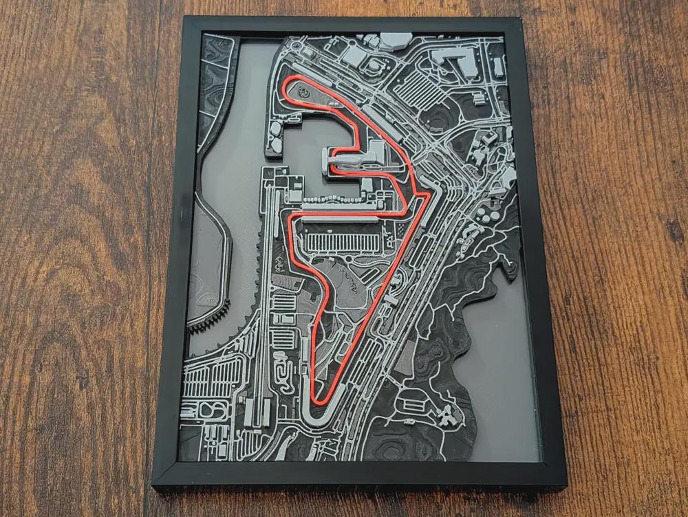F1 Track Map 3D Print | Formula 1 Circuit Wall Art | 5x7 Framed Track ...