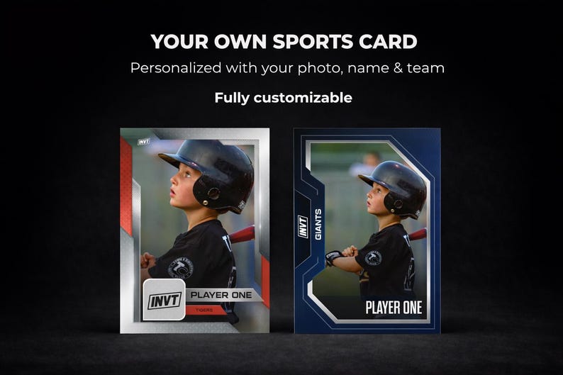 Custom sports trading card featuring a personalized youth baseball player design.