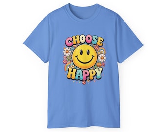 Choose Happy Smiley T-Shirt Retro Happy Face Tee