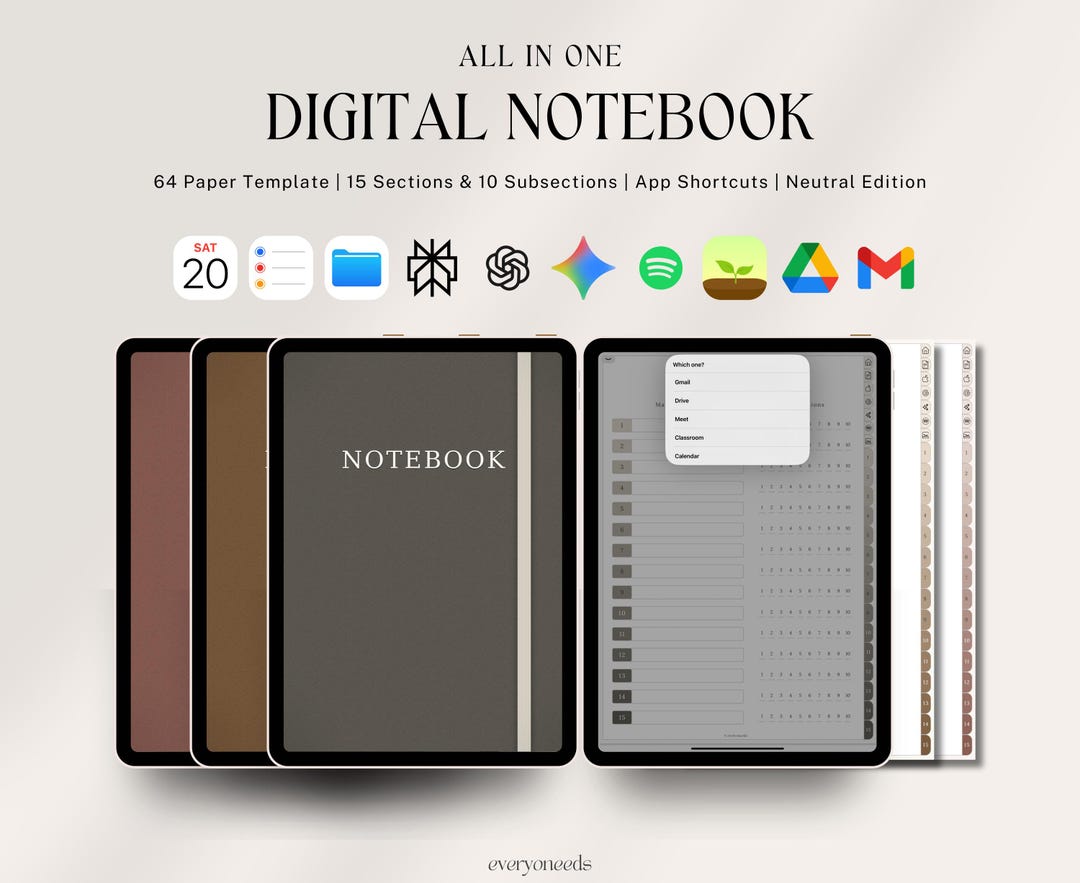 IPad Digital Notebook | Hyperlinked, 64 Paper Templates (goodnotes ...