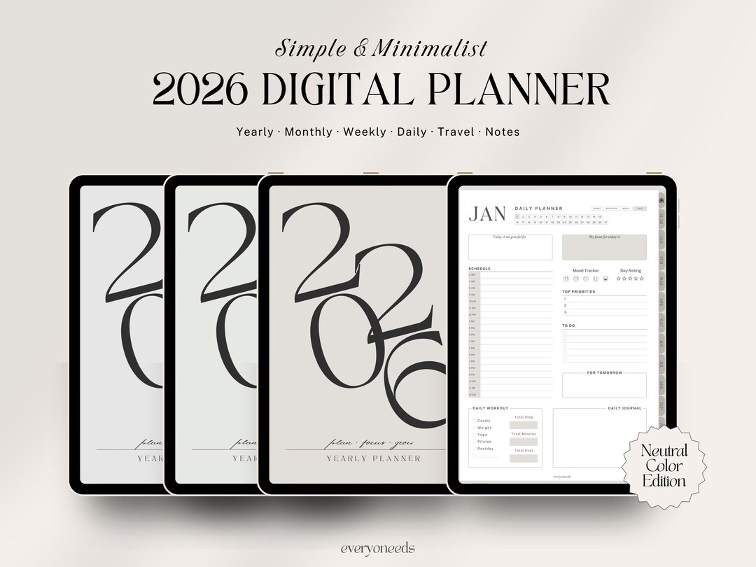 2026 Digital Planner | Minimalist Goodnotes Planner | Neutral Edition ...