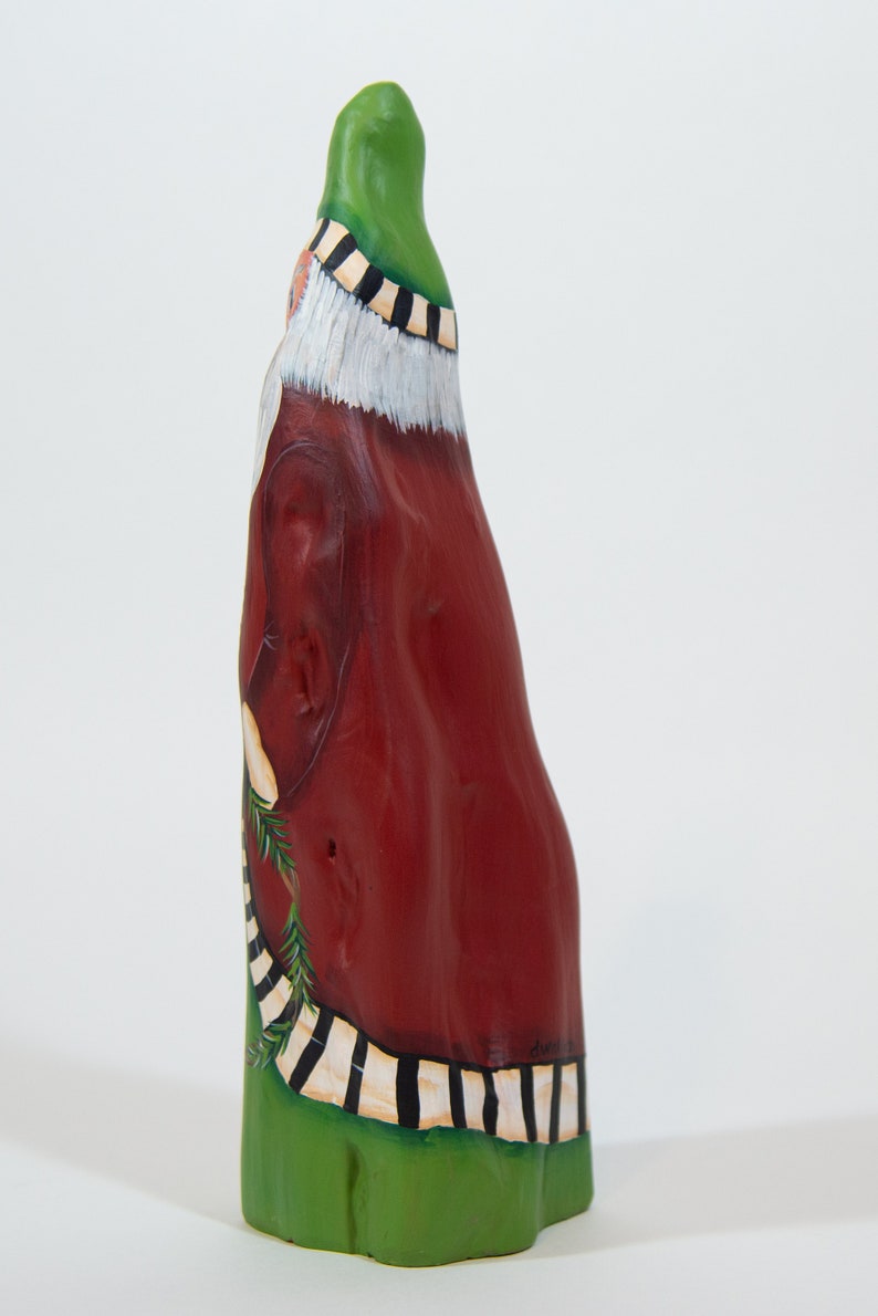 Special Order for Christina Louisiana Cypress Knee Santa Hand Painted Wood Santa with Wreath image 2