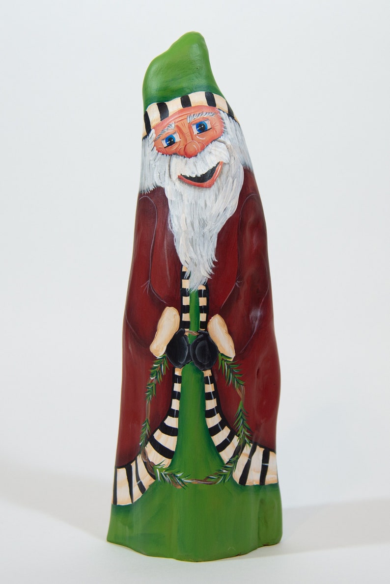 Special Order for Christina Louisiana Cypress Knee Santa Hand Painted Wood Santa with Wreath image 1