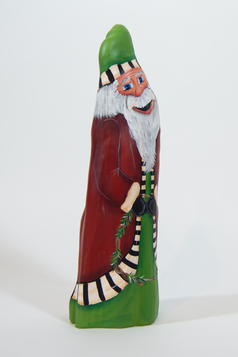 Special Order for Christina Louisiana Cypress Knee Santa Hand Painted Wood Santa with Wreath image 5