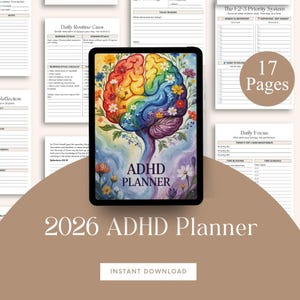 2026 ADHD Planner - Executive Functioning Tool, Daily Routine Focus Productivity Tracker, Digital Neurodivergent Productivity