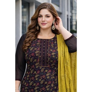 Indian Pakistani Salwar Kameez, Designer Kurti Pant with Dupatta Suit, Traditional & Festival Wear Ready Made Shalwar Kameez Dress image 7