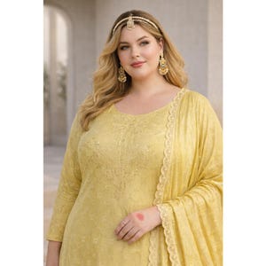 Gelber Palazzo-Anzug für Frauen mit Dupatta, traditionelle indische Festkleidung, fertig genähte Haldi-Funktionskleidung für Frauen