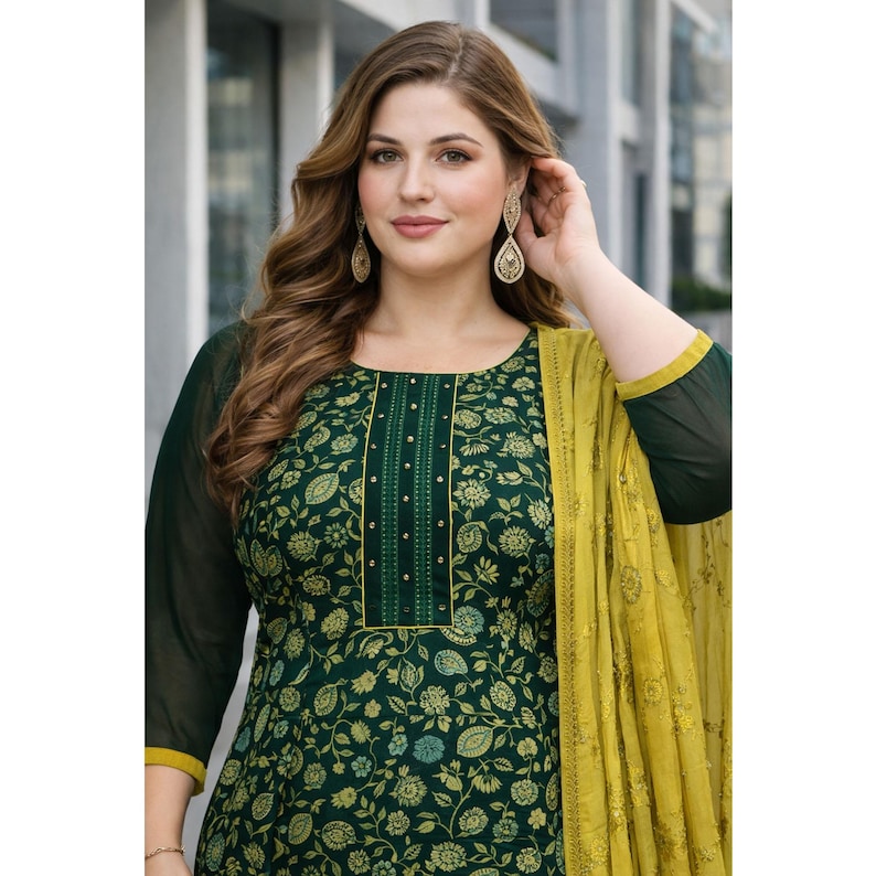 Indian Pakistani Salwar Kameez, Designer Kurti Pant with Dupatta Suit, Traditional & Festival Wear Ready Made Shalwar Kameez Dress image 11
